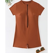 رخيصةأون راش غاردز ون بيس-نسائي معيار حماية ضد التحسس ثوب السباحة لباس السباحة لون سادة إحزم حماية UV مطاط كم قصير ملابس السباحة بودي سوت تزلج على الماء غوص سباحة الصيف