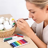 cheap Easter Eggs-25-Piece White Easter Egg Painting Kit Blank Eggs for Coloring, Includes Strings, Tools, Gem Stickers, Hanging Rope, Perfect for Adult Easter Crafts Parties, Handmade Activities, and Decorations