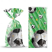 baratos Jogo de Futebol Mundial de 2026-Pacote com 100 Sacolas de Lembrancinhas do Torneio Mundial de Futebol Sacolas de Guloseimas de Celofane com Laços Torcidos para Aniversário de Crianças Suprimentos de Festa Temática de Esportes para