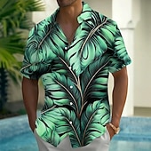 economico Piante tropicali-Per uomo Colore sfumato Foglia di palma Piante Tropicali Camicia hawaiana estiva Camicia con Bottoni Camicia Aloha Manica Corta Hawaiano Casuale Vacanza Estate Primavera Collo ripiegato Stampa 3D
