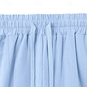 preiswerte Urlaub-Herren Leinenhosen Hose Sommerhose Baggy-Hosen Strandhose Kordelzug Elastischer Bund Gerader Schnitt Einfach Komfort Atmungsaktiv Volle Länge Lässig Täglich Outdoor Mode Klassicher Stil Schwarz