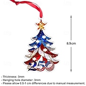  Ornement commémoratif du bicentenaire des États-Unis, en acrylique 2D, décoration de sapin de Noël pour le bicentenaire américain, objet décoratif patriotique de collection.