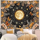 preiswerte Wandteppiche-Wandteppich mit Sonne und Mond aus Buntglas, himmlisches Mosaik, Boho-Stil, kunstvolle Wanddekoration für Yoga-, Meditations- und Wohnzimmer