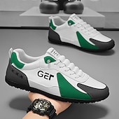 levne Pohodlné šněrovací boty-Pánské černo-béžové golfové tenisky, sportovní a pohodlné, ideální na golfová hřiště a aktivní pobyty