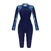 economico Rash Guards Interi-Per donna Top sottomuta Costume da bagno Costumi da bagno Stampato Con zip Ultra Leggero (UL) Protezione UV Elastico Manica Lunga Costume da Bagno Surf Snorkeling Primavera