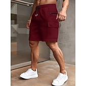 cheap Holiday-Men's Tactical Cargo Cargo Shorts Shorts Casual Shorts Pocket Elastic Waist Plain Comfort Above Knee Casual Outdoor Streetwear Fashion Streetwear Wine Navy Blue Stretchy