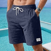 cheap Casual Shorts-Men's Shorts Casual Shorts Corduroy Shorts Pocket Elastic Waist Plain Comfort Breathable Knee Length Casual Outdoor Beach Vacation Fashion Black White Micro-elastic