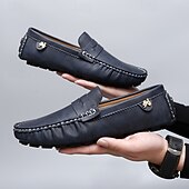 billiga Casual loafers-Herrloafers i läder – bekväma slip-ons för vardagsbruk, kontor och resor