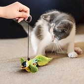 お買い得  猫用おもちゃ-鳥のさえずりが聞こえるインタラクティブな猫のおもちゃ &amp;羽ばたき、自動鳴き声 &amp;キャットニップ &amp;室内猫用のロープ、引っかき用のティーザースティック &amp;噛む、退屈しのぎのペット用品