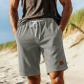 billige Hverdagsshorts-Herre Shorts Sommershorts Strandshorts Casual shorts Corduroy shorts Snorer Elastisk midje Med Tekstur Helfarge Komfort Pustende Kort Daglig utendørs Strand Ferie Mote Navyblå Lilla Uelastisk