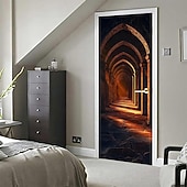 billige Garasje- og dørbanner-3D-dørmaleri menneskefigur skulptur kunst dørklistremerke optisk illusjon veggklistremerke avtakbar vinylfolie for hjemmekontordekor