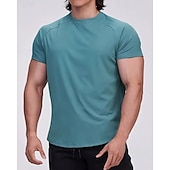 Χαμηλού Κόστους T-shirts και αμάνικα μπλουζάκια για τρέξιμο-Ανδρικά Μονόχρωμο Tricou de Alergat Μπλούζα συμπίεσης Καλοκαίρι Άνοιξη Φθινόπωρο Κοντομάνικο Γρήγορο Στέγνωμα Συμπίεση Ύγρανση Γυμναστήριο προπόνηση Ενεργή εκπαίδευση Ασκηση Θαλασσί Μαύρο Μπεζ