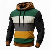 ieftine Model geometric-Bărbați Geometric Plisat Hanorac cu Glugă Hanorca Modă Zilnic Stil Nautic Casă Haine de strada Petrecere Albastru piscină Maro Trifoi Cordon Toamnă Iarnă Designer S M L XL XXL XXXL
