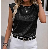  نسائي بقعة تي شيرت بلايز لون الصلبة الرسم جلد نمر أنيق كم قصير كاب رقبة عالية مدورة قمصان عادية مناسب للبس اليومي مناسب للخارج أسود أبيض وردي بلاشيهغ أزرق البحرية الصيف الربيع