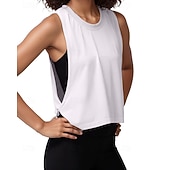 Χαμηλού Κόστους T-shirts και αμάνικα μπλουζάκια για τρέξιμο-Γυναικεία Μονόχρωμο Κορυφή γραμμής Γιλέκα τρεξίματος Φόρμα Καλοκαίρι Άνοιξη Κουρελού Αμάνικο Αναπνέει Γυμναστήριο Τρέξιμο Γιόγκα Μαύρο Ιβουάρ Ανθισμένο Ροζ ΑΘΛΗΤΙΚΑ ΡΟΥΧΑ Ρούχα Γυμναστικής