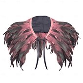 baratos Acessórios-Acessórios de Carnaval 2026 Rio Carnival Samba Xale de Plumas Vermelhas para Mulheres com Laço de Fita Brasil Fantasia de Performance Festival