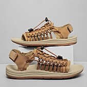 economico Infradito da Vacanza-sandali da uomo color cuoio con cinturini regolabili, traspiranti e comodi, ideali per attività estive all'aperto e vacanze