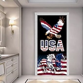 baratos Banners de Garagem e Porta-Bandeira patriótica do Dia da Independência dos EUA para porta, com a bandeira americana, águia e cavalo, decoração para o Quatro de Julho, placa para varanda, decoração para casa e exterior.