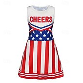  jurk outfits cheerleader cosplay kinderen meisjes halloween carnaval onafhankelijkheidsdag / 4 juli feest optreden maskerade verkleedpartij