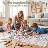 Недорогие 250-летие США-Раскраска к 250-летию США, размер 31*72 дюйма, тематическая раскраска к 250-летию для класса, дня рождения, вечеринки в честь Дня независимости Америки, универсальное использование в качестве настенного декора или скатерти.