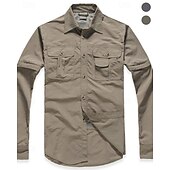 Недорогие Топы-Муж. рубашка-карго Рубашка для туризма и прогулок Топ для походов Длинный рукав Отложной Верхняя часть На открытом воздухе Водонепроницаемость С защитой от ветра Легкость Весна Осень Полиэстер