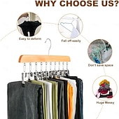 Недорогие Хранение вещей и организация пространства-Набор из 2 органайзеров для шкафа с 10 зажимами — компактный подвесной органайзер для шкафа, металлические зажимы с силиконовой подкладкой, вращающиеся на 360°, многофункциональные крючки для вешалок