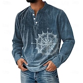preiswerte Vintage&amp;amp;Retro-Herren Grafik Vintage Henley Hemd Langarm Mode Niedlich Täglich Lässig Ferien Ausgehen Frühling Frühling &amp; Herbst Rosa Dunkel Blau Grün Khaki Henley Henley T-Shirt