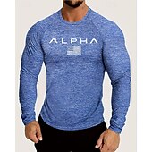 abordables T-shirts et Débardeurs de Course-Homme 250e anniversaire de l'Amérique Jour de l'Indépendance Lettre T-shirt de course T-shirt de compression Printemps Automne manche longue Séchage Rapide Compression Évacuation de l'Humidité