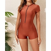 رخيصةأون راش غاردز ون بيس-نسائي معيار حماية ضد التحسس ثوب السباحة لباس السباحة لون سادة إحزم حماية UV مطاط كم قصير ملابس السباحة بودي سوت تزلج على الماء غوص سباحة الصيف