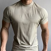 Недорогие Футболки и майки для бега-Муж. Футболка для бега Компрессионная футболка Рубашка тренировки С короткими рукавами Верхняя часть Лето Весна Осень Однотонный Быстровысыхающий Сжатие видеоизображений Влагоотводящие Дышащий