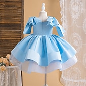 preiswerte Partykleider-Kinder Mädchen Partykleid Einfarbig Ärmellos Besonderer Anlass Geburtstag Niedlich Süß Polyester Midi Partykleid Sommer Frühling Kinder Rosa Rote Himmelblau