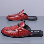 Недорогие Мужские клоги и мюли-Мужские красные лоферы из искусственной кожи, с текстурой под крокодиловую кожу, без шнурков, элегантная свадебная обувь, для торжественных случаев.