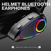 baratos Acessórios para motociclos e quadriciclos-Fones de ouvido Bluetooth para capacete K17, ciclismo, super graves, luz ambiente colorida, microfone capacitivo, assistente de voz inteligente.