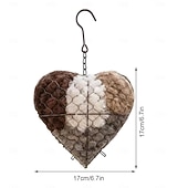 tanie ptactwo podwórkowe i dzika przyroda-Ręcznie robione ptasie serce do gniazdowania, pojemnik na materiały do gniazdowania ptaków z bawełny PP, wymienne ptasie serce do gniazdowania kolibrów, zimowe prezenty dla miłośników kolibrów, wystrój ogrodu domowego