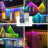 お買い得  スマートホームライト-恒久的な屋外ライト、アプリとリモコン付きの RGB スマート屋外軒先ライト、時間指定の音楽同期 IP67 防水 LED 軒先ライト、パーティー、ハロウィン、クリスマス、屋上、庭に最適