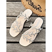 abordables Femmes-Sandales plates scintillantes à strass pour femmes, brides croisées avec anneaux d'orteils, chaussures élégantes et antidérapantes pour des vacances élégantes à la plage.