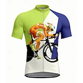 voordelige Heren shirts-Voor heren Wielrenshirt Grafisch Geometrisch Korte mouw Fietsen Shirt Kleding Bovenlichaam met 3 achterzakken UV-bestendig Sneldrogend Rits Aan De Voorzijde Reflecterende strips Sport Geel Rood Oranje
