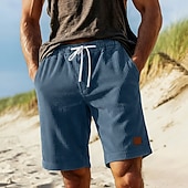 billige Hverdagsshorts-Herre Shorts Sommershorts Strandshorts Casual shorts Corduroy shorts Snorer Elastisk midje Med Tekstur Helfarge Komfort Pustende Kort Daglig utendørs Strand Ferie Mote Navyblå Lilla Uelastisk