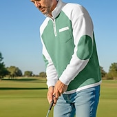 cheap Men's Golf Polo-Men's Waffle Polo Shirts Polo Casual Formal Banded Collar Long Sleeve Fashion Solid Color Textured Color Block Buttons Spring Fall Spring &amp;  Fall Regular Fit Navy Blue Light Grey Light Green Light