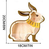 billige påske-Tresparegris av kanin for barn, uknuselig myntbøtte av tre for barn, søt pengebøtte, kaninbøtte til jul, bursdag, påskegaver, sparegrisleke for jenter, gutter
