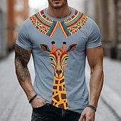  Voor heren Geometrisch T-shirt Korte mouw T-shirt 3D-afdrukken Strakke ronde hals Overhemd Modieus Etnisch Dagelijks Straat Zwart Groen Zomer Lente Kleding S M L XL XXL XXXL