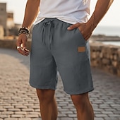 economico retrò-Per uomo Shorts Shorts di Lino Pantaloncini Estivi Shorts da Spiaggia Pantaloncini larghi Coulisse Elastico in vita Semplice Comodità Traspirante Lunghezza al ginocchio Quotidiano All'aperto Ferie
