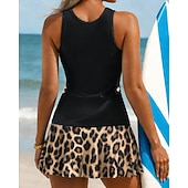 Недорогие Серфинг Танкини и Бикини-Жен. Купальник с цветочным принтом Танкини 2 предм. С принтом Эластичный Без рукавов Купальники Серфинг Для погружения с трубкой Плавание Лето