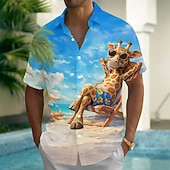  Per uomo Animale Giraffa Ippopotamo Camicia hawaiana estiva Camicia con Bottoni Camicia Aloha Manica Corta Hawaiano Vacanza Abbigliamento mare Estate Primavera Collo ripiegato Stampa 3D camicie con