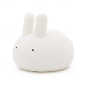 cheap Decorative Lights-Cute Dumpling Bunny Silicone Tap Night Light, Soft LED Sleep Lamp with Timer, 2 Brightness Levels, Type-C Rechargeable, Long Battery Life, Bedroom Ambient Light, Easter Gift for Kids