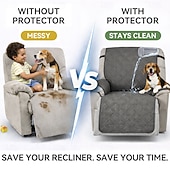 billige Reclinerdeksel-100 % vanntett sofatrekk lenestoltrekk lenestoltrekk sklisikkert hundestoltrekk møbelbeskytter vaskbart trekk med lomme elastiske stropper for kjæledyr hunder (mørk grå, 23,6")