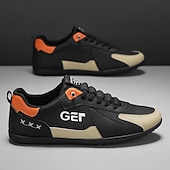 levne Pohodlné šněrovací boty-Pánské černo-béžové golfové tenisky, sportovní a pohodlné, ideální na golfová hřiště a aktivní pobyty