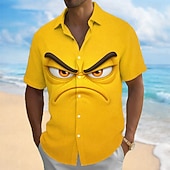 economico Modello 3D-Per uomo Illusione ottica Fantasia "Cartone 3D" Faccia arrabbiata Camicia Camicia con Bottoni Manica Corta Divertente Quotidiano Vacanza Estate Primavera Collo ripiegato Stampa 3D camicie con colletto