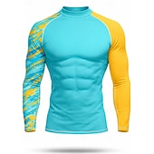  בגדי ריקוד גברים מגן מפריחה חולצת שחייה מופשט UPF50+ הגנת UV ייבוש מהיר שרוול ארוך בגדי ים מגן מפריחה גלישה שייט בקאנו חוף קיץ