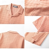 preiswerte Smart Casual Hemden für Herren-Herren Hemd Textur Freizeithemd Knopfhemd Gelb Rosa Kaki Kurzarm Einfach Hemdkragen Lässig Täglich Jacquard Bekleidung Elegant Mode Lässig
